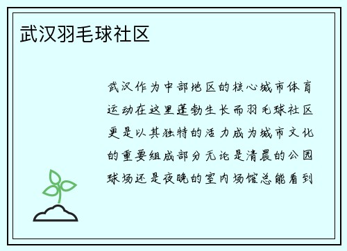 武汉羽毛球社区
