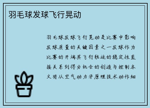 羽毛球发球飞行晃动